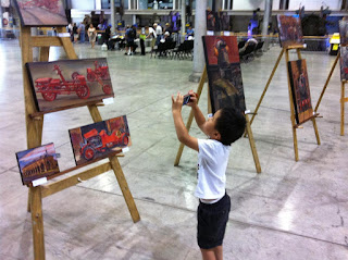 exhibition of paintings by Jane Bennett, industrial heritage artist at the Australian Technology Park Open Day, Eveleigh