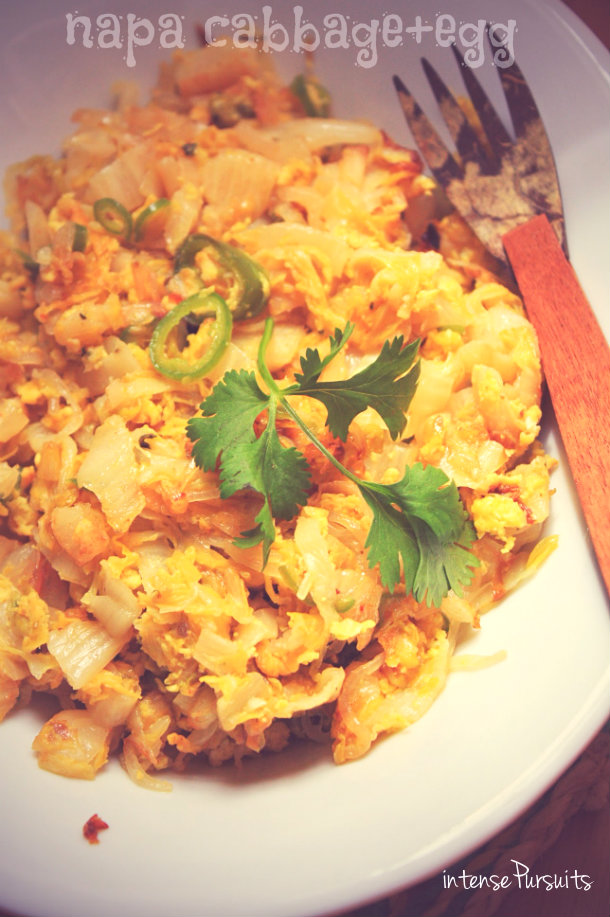 Food napa cabbage + egg stir fry