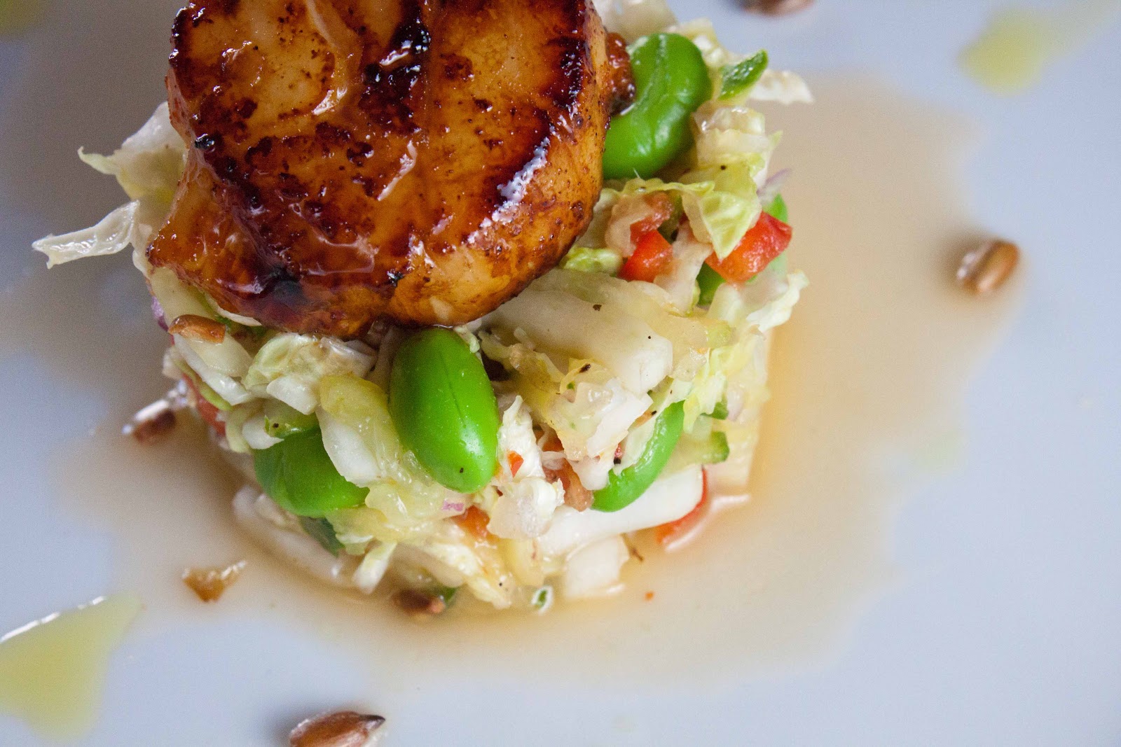 Fat and Happy Blog Recipe Swap Orange Ginger Scallops with Wasabi