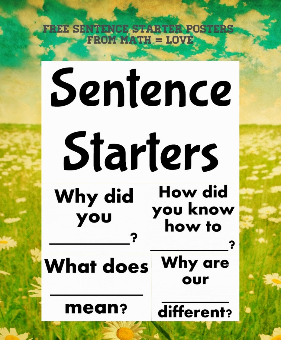 Math = Love Sentence Starter Posters to Promote Group Discussion