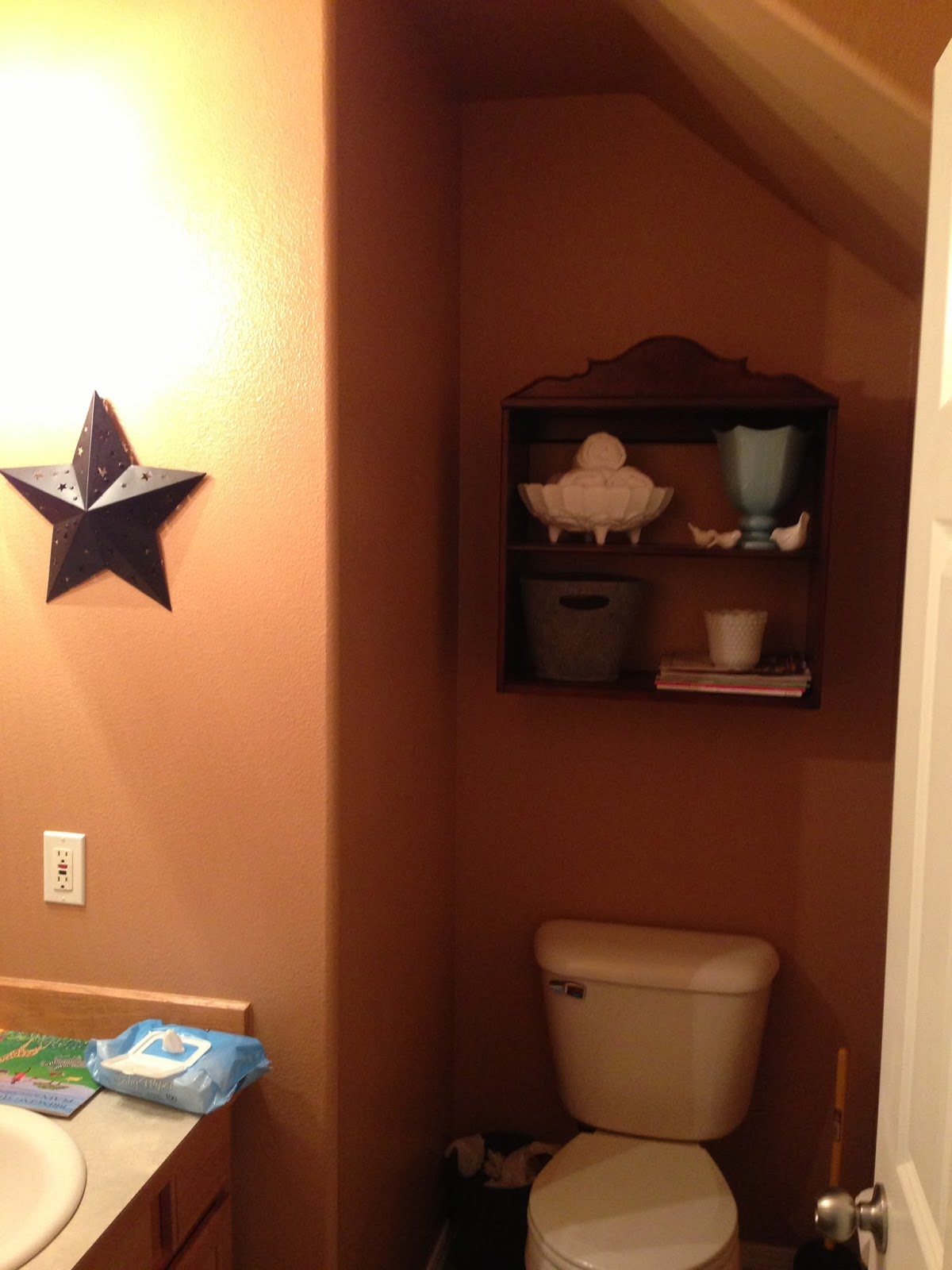 Little Gray Table Bathroom Shelf Make Over