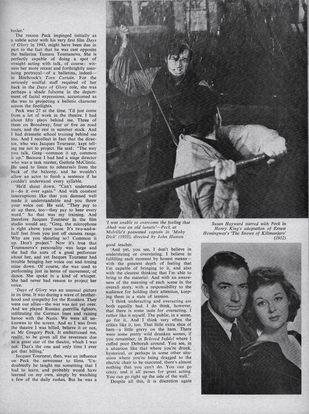 The Actors Work Vintage Magazine Gregory Peck interview + Badlands
