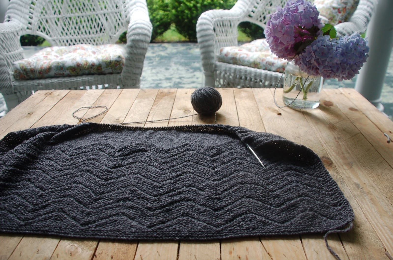 the yoga shawl a Friend to knit with