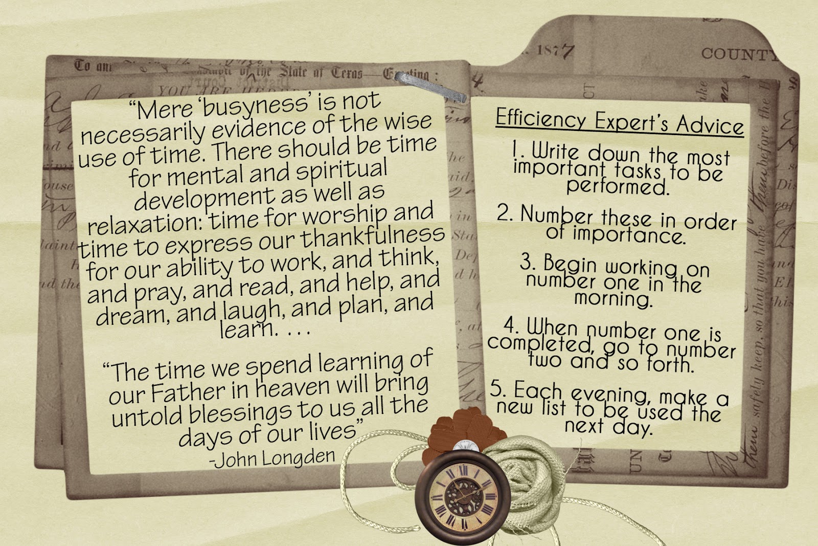 LDS Handouts Man. 1 Less.44 Using Time Wisely