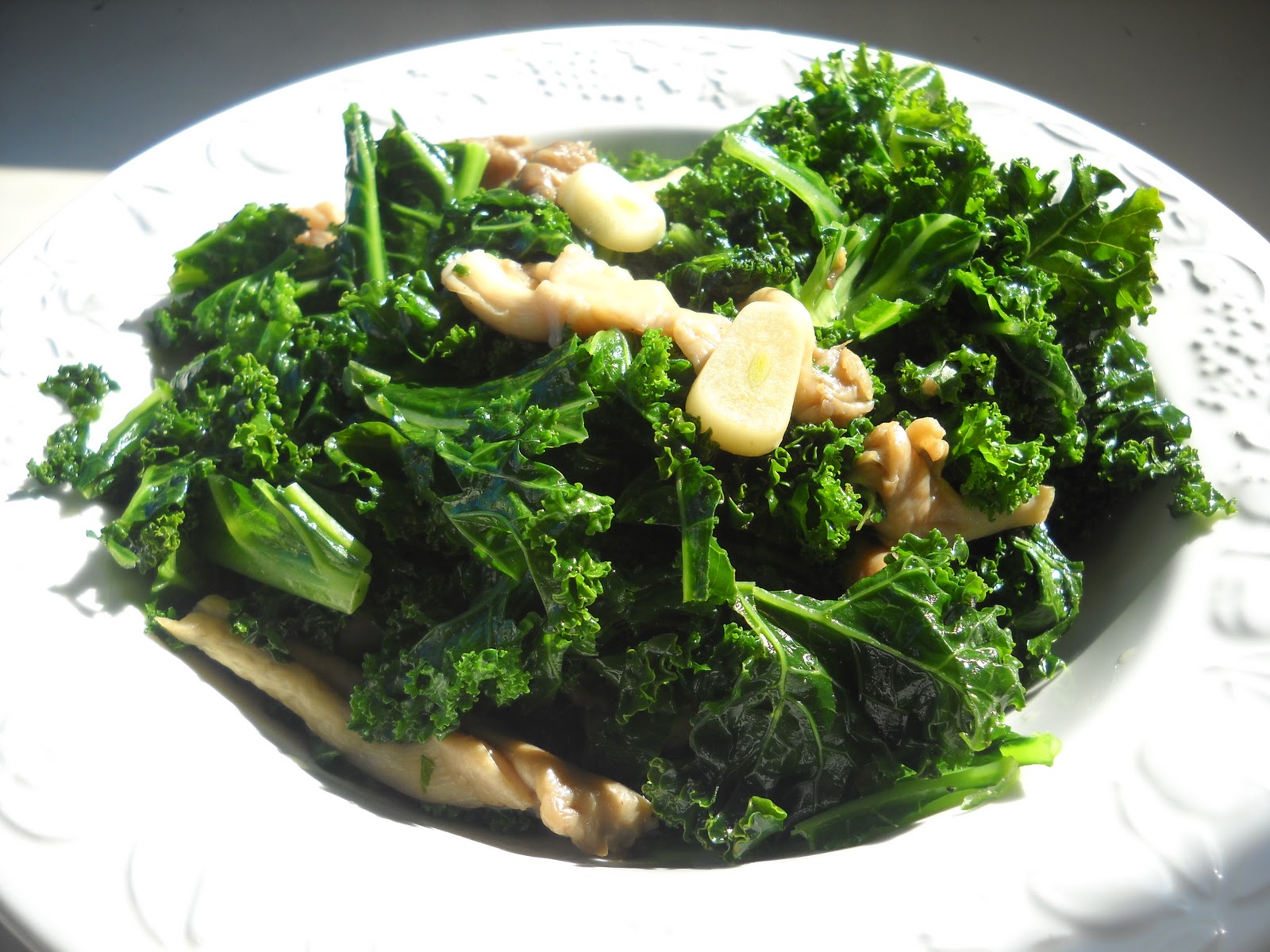 Blessed Vegan Life Kale with Oyster Mushrooms and Garlic