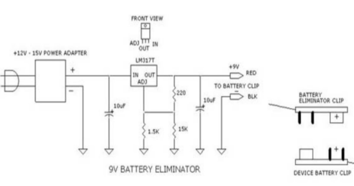 Eliminator batterie 9v schema electrique