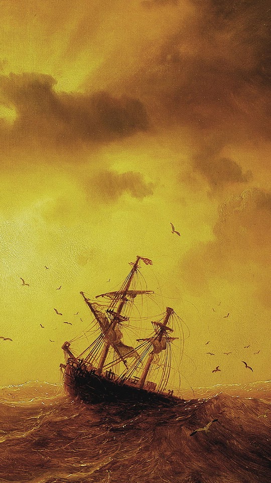 Sea Storm Waves Old Ship  Android Best Wallpaper