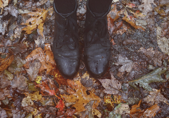 black boots, fall leaves black boots, fall leaves