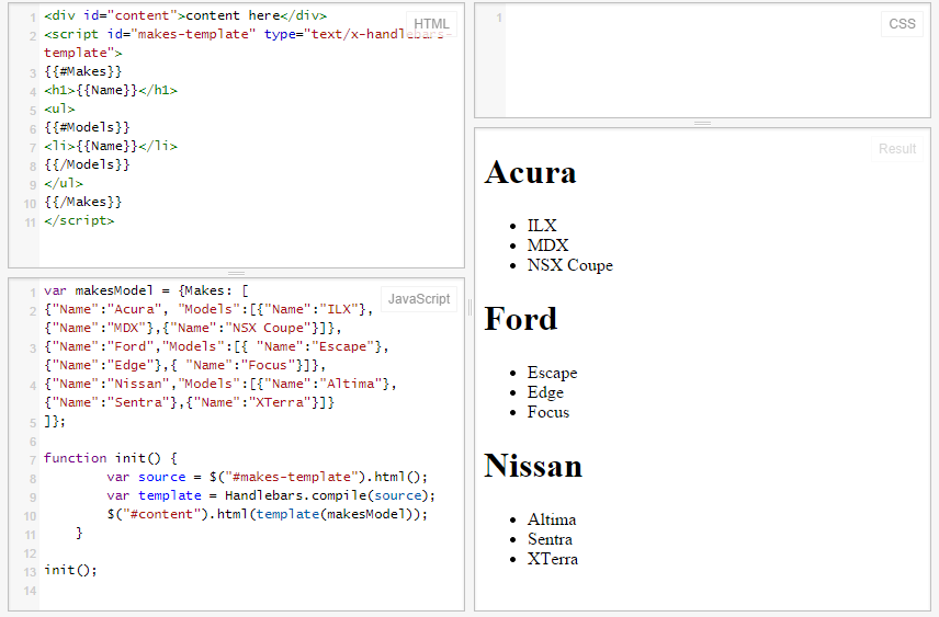 Client Side HTML Semantic Templates with Handlebars.js