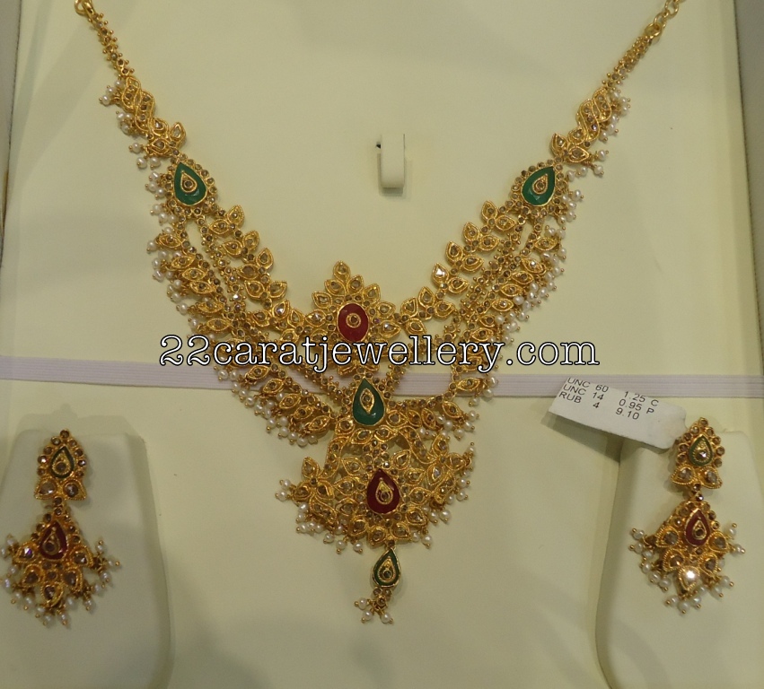Uncut Diamond Gold Heavy Set Jewellery Designs