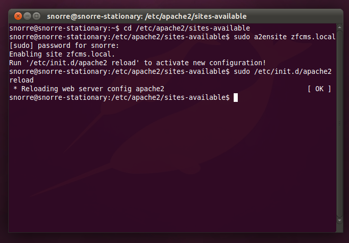 of the new virtual host,