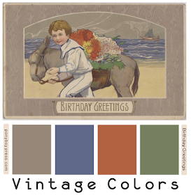Vintage Color Palettes - Birthday greetings - hex colors on blog - Ponyboy Press
