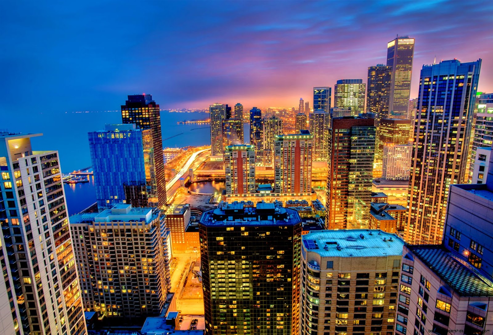 Chicago City Lights at Night Chicago City Lights at Night
