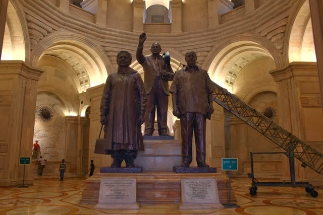 Statues of Dr Ambedkar, Mayawati and KanshiRam at Rashtriya Dalit Smarak Statues of Dr Ambedkar, Mayawati and KanshiRam at Rashtriya Dalit Smarak