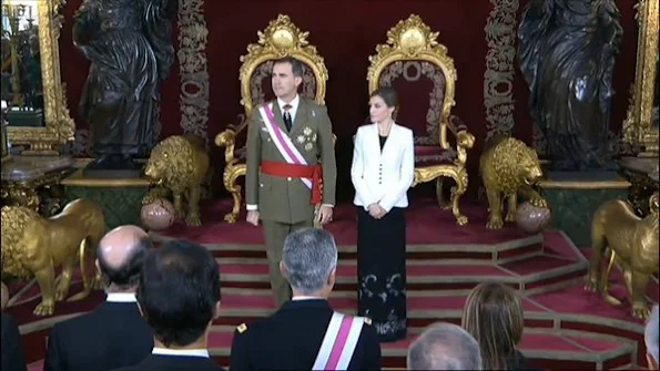 King Felipe VI of Spain and Queen Letizia of Spain attended the 'Pascua Militar' ceremony at the Royal Palace