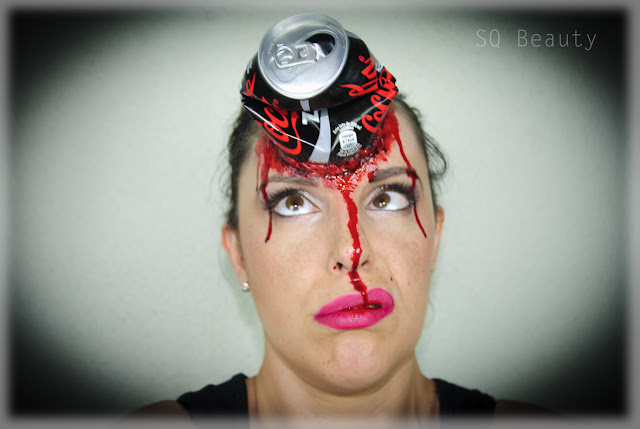 Maquillaje efectos especiales: Lata incrustada en la frente, Special effects makeup: Can encrusted on the forehead  Halloween Silvia Quirós