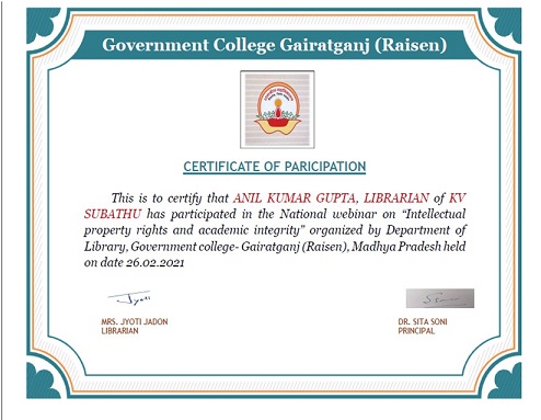 National Webinar certificate