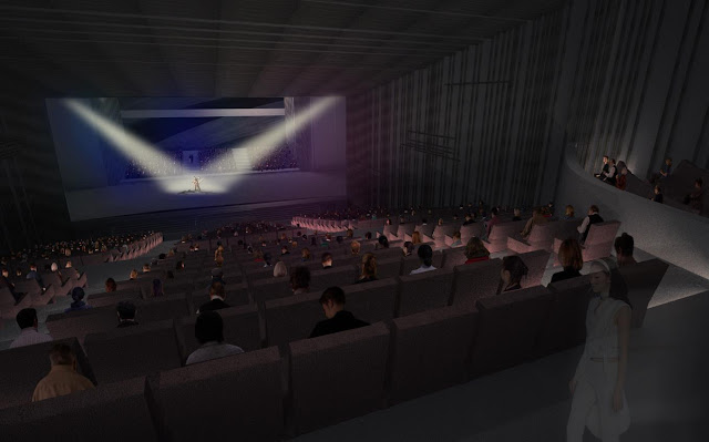 Rendering of main hall in new opera house in Busan
