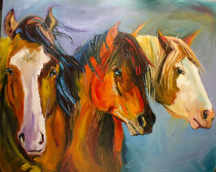 Daily Painters Abstract Gallery EQUINE HORSE ART LARGE OIL PAINTING BY