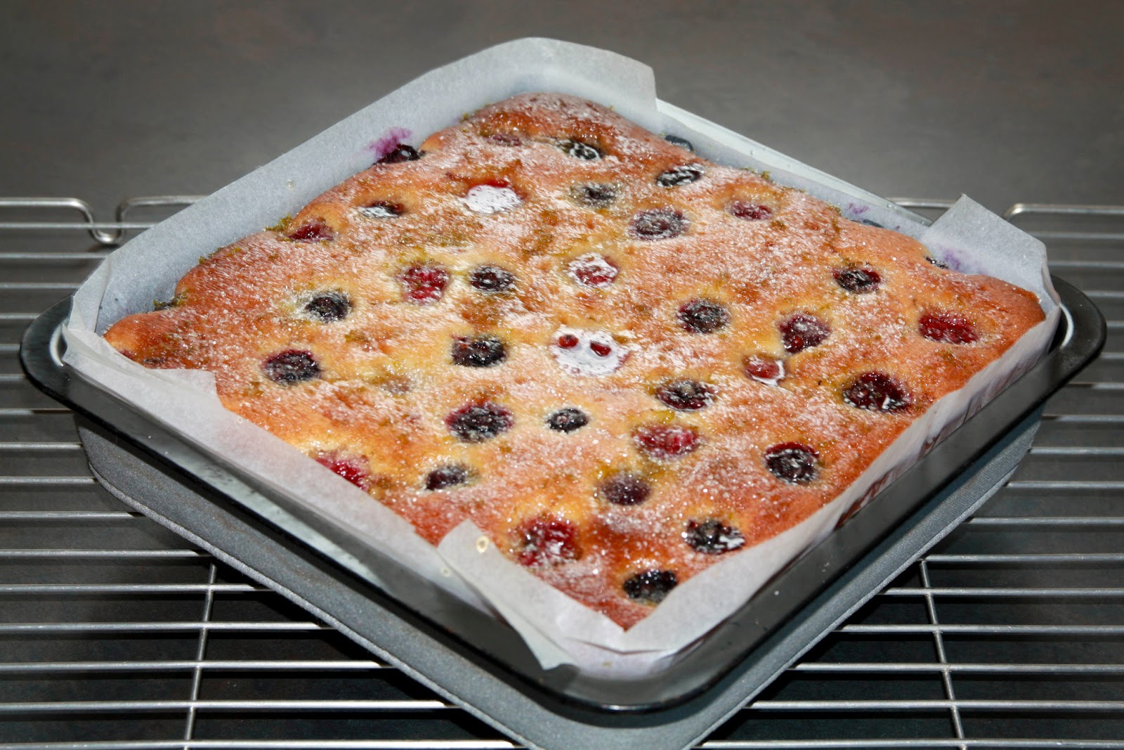 The Cake Trail Raspberry and blueberry lime drizzle cake