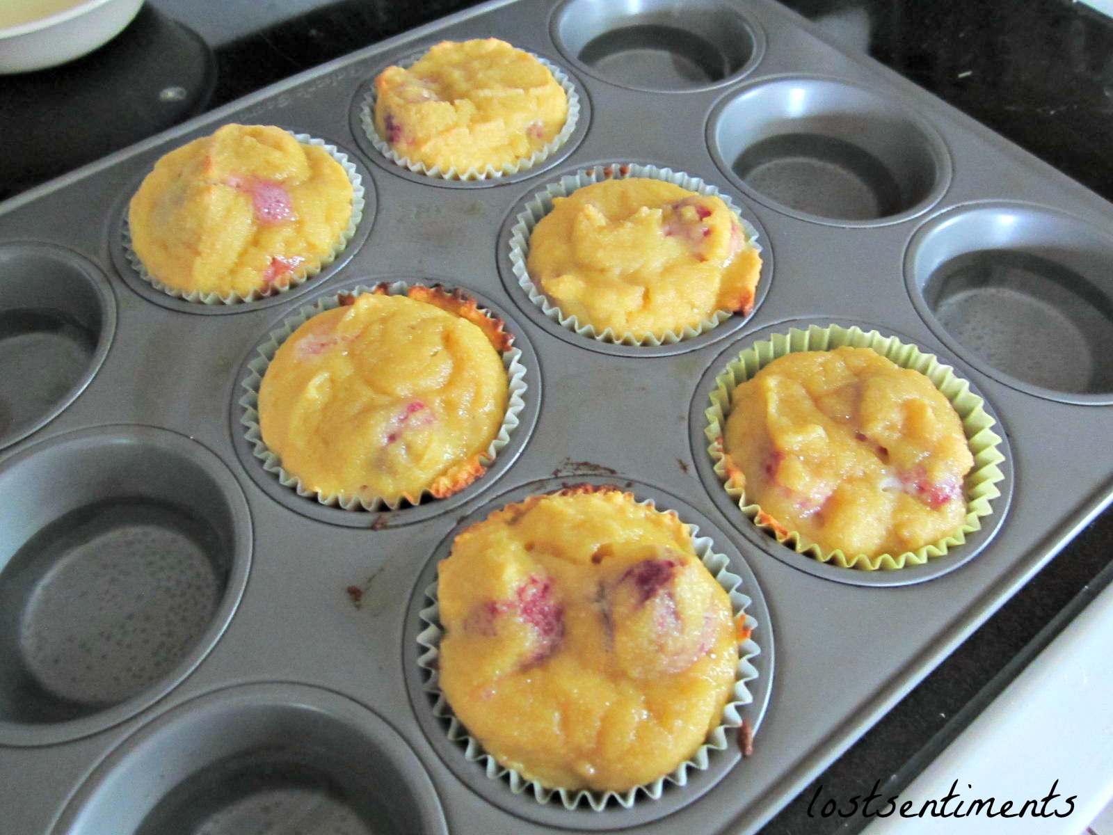 lostsentiments Raspberry and Sour Cream Muffins with Lemon Zest!