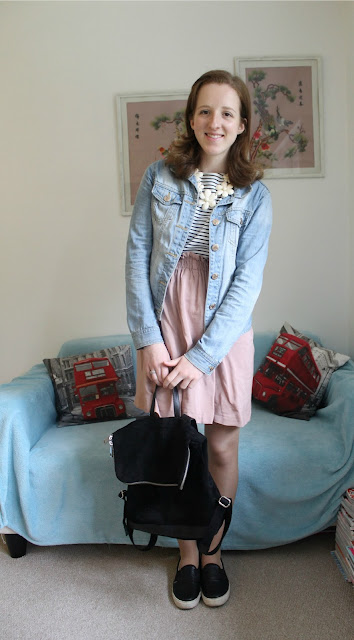 OOTD: Stripey Top, Pink Skirt and a Backpack, ASOS, New Look, Primark, Topshop, Fashion Blogger, FBlogger