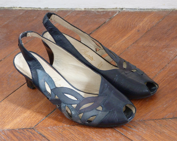 escarpins ouverts bleu marine