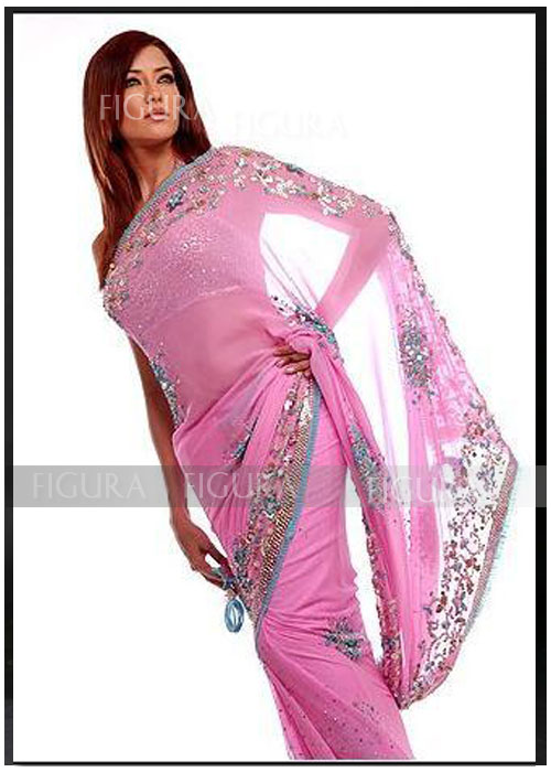 bollywood pink sari1 - bollywood saris pics - indian sari