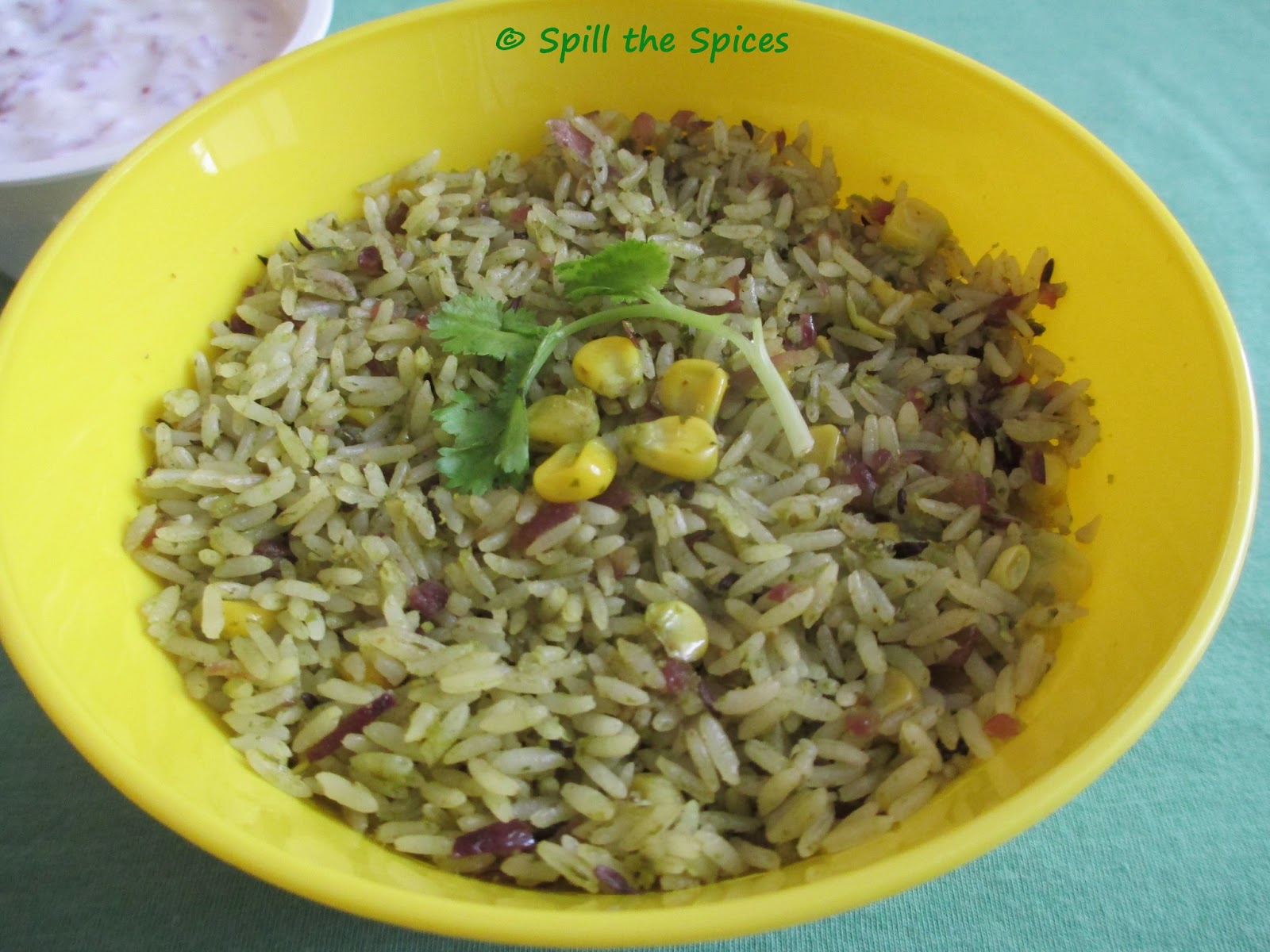 Sweet Corn Coriander Pulao Spill the Spices