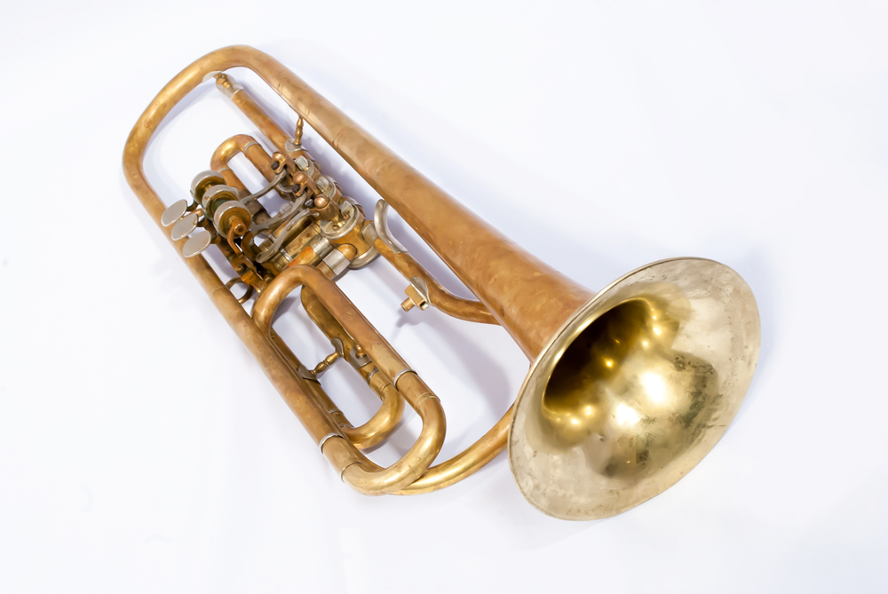 Antique German Alto Trumpet in rusty raw brass (steampunk style