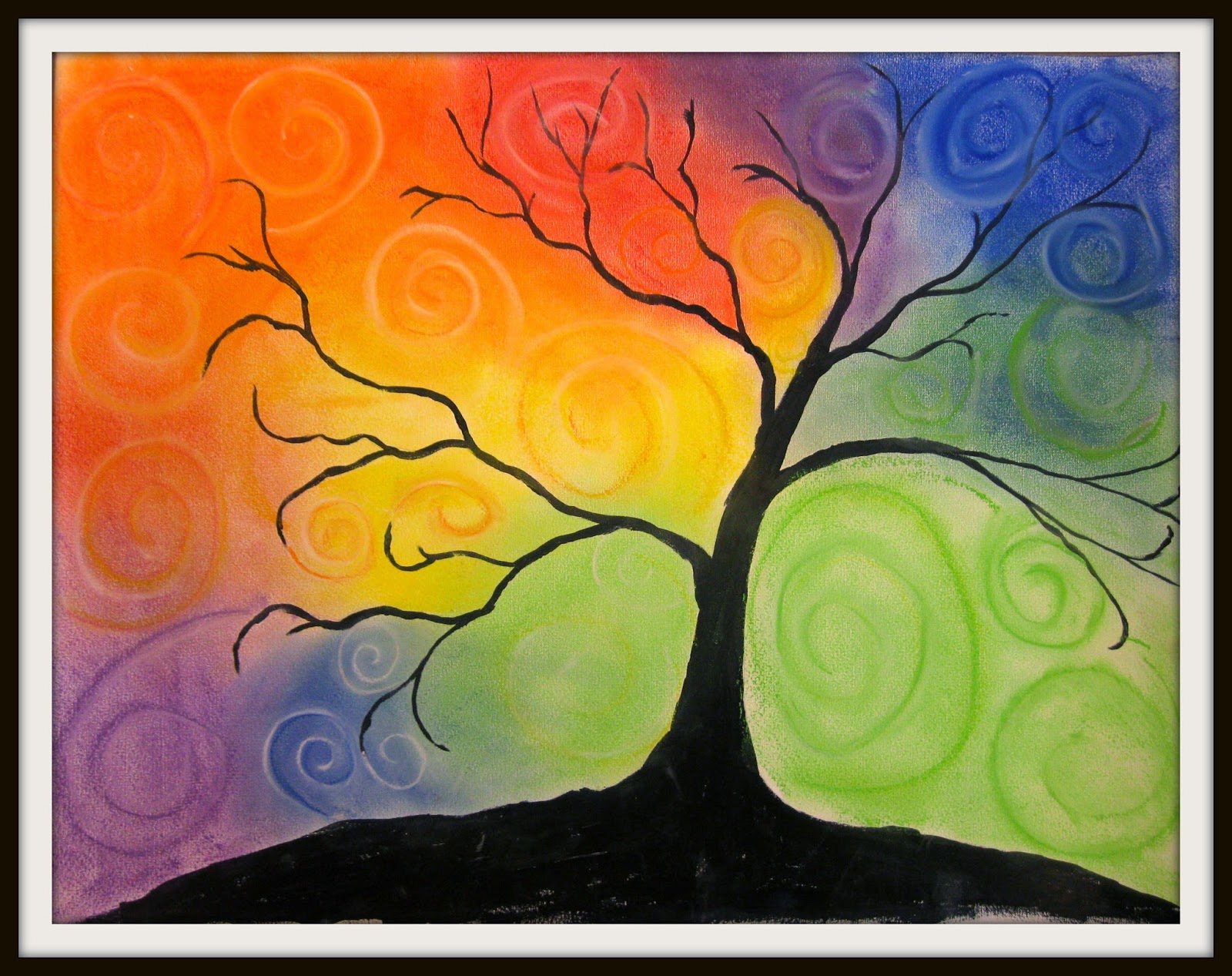 Art Class Ideas Swirl Color Tree 2