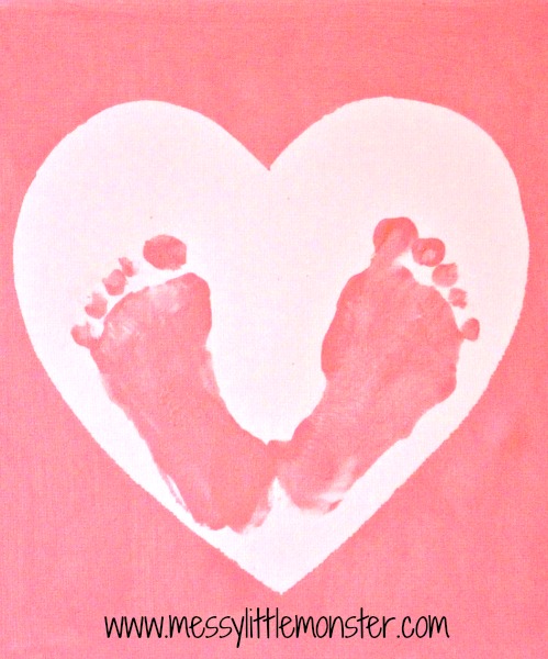 baby footprint heart craft
