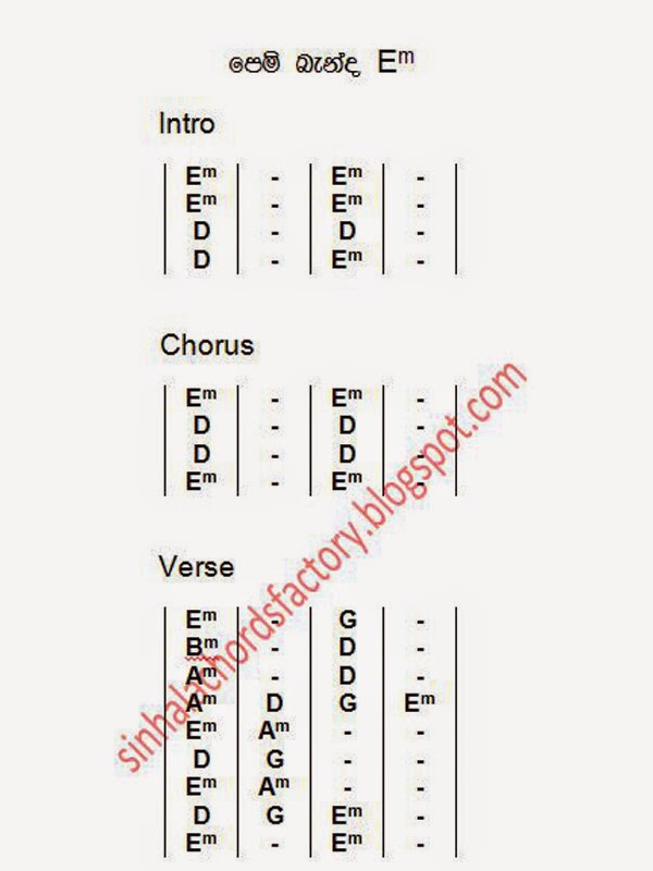 Pem Banda Chandrakumar Kandanarachchi Sinhala Song Chords Chords