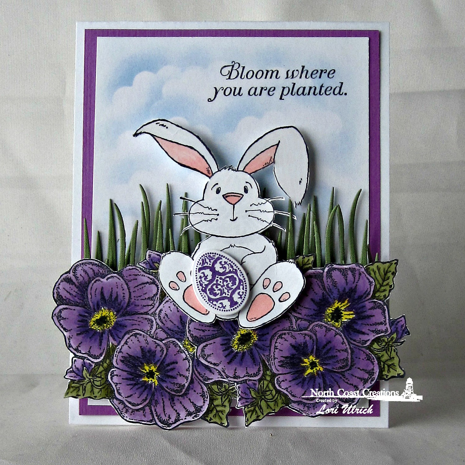 Stamps - North Coast Creations Hippity Hoppity, Pansies, ODBD CUstom Eggs Dies, ODBD Blessed Easter, ODBD Custom Grass Die