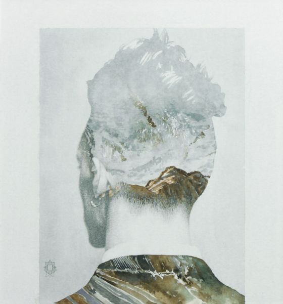 Oriol Angrill Jorda pinturas retratos e paisagens dupla exposição misturadas