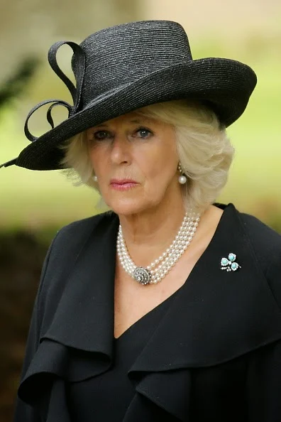 Camilla, The Duchess of Cornwall, attends the funeral of Deborah, Dowager Duchess of Devonshire at St Peters Church, Edensor, on 02.10.2014 in Chatsworth, England.