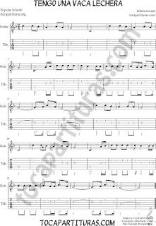Tubescore I Have a Dairy Cow Tab Sheet Music for Guitar Children Song