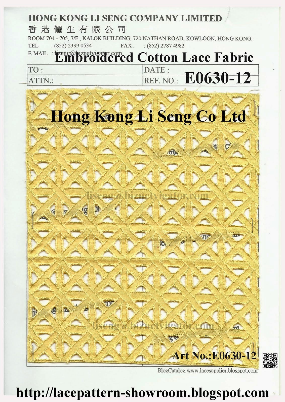 New Pattern Emb Cotton Lace Fabric Manufacturer Wholesaler Supplier - Hong Kong Li Seng Co Ltd