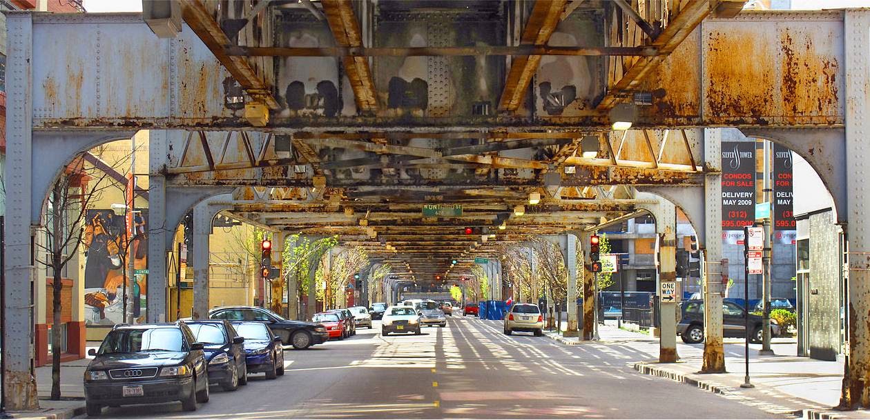 Under elevated metro rail tracks