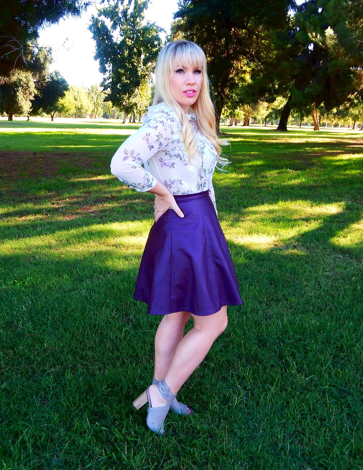 Wine Faux Leather Skirt Outfit