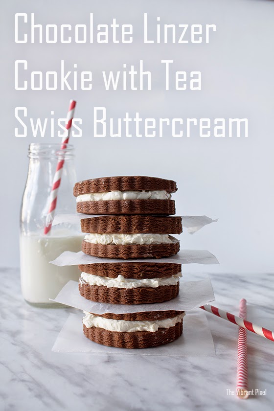 Chocolate Linzer Cookie with Tea Swiss Buttercream