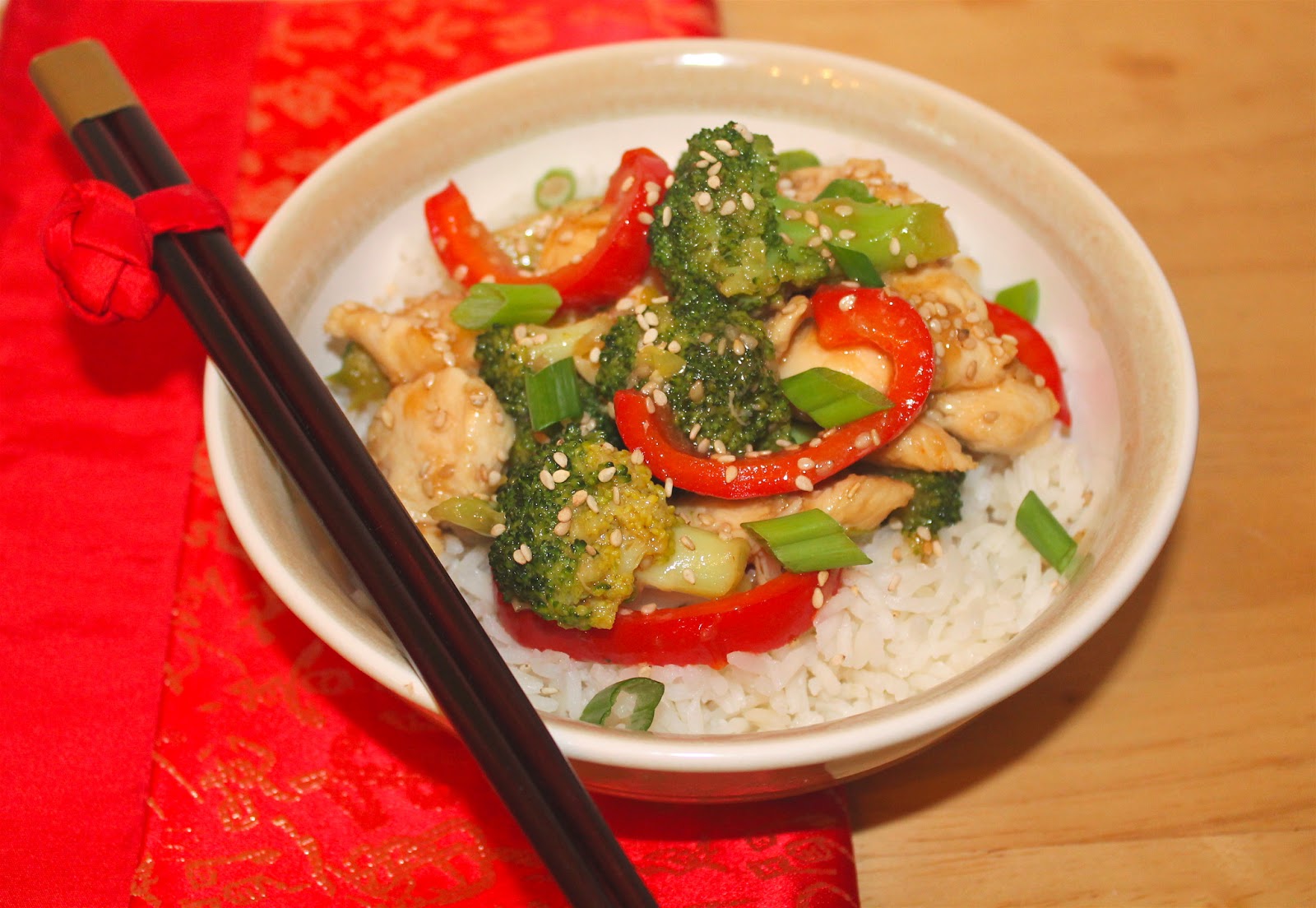 Savory Moments Sesame chicken and broccoli stirfry