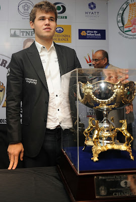 Sports, Chess, India, Winner, Championship, Norwegian Magnus Carlsen, Champion, World Chess Federation-FIDE, Chief Minister, Chennai, Trophy, Chess World Championship, Norway,