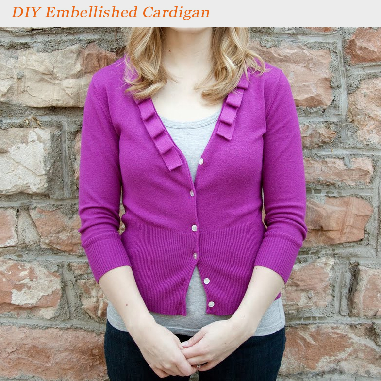 Über Chic for Cheap Refashion Embellished Cardigan