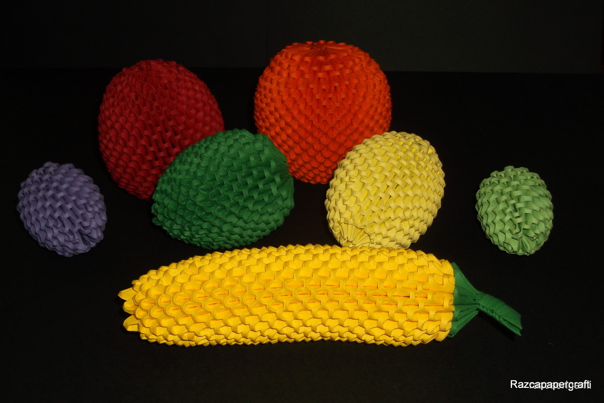 Razcapapercraft 3D Origami fruit basket tutorial