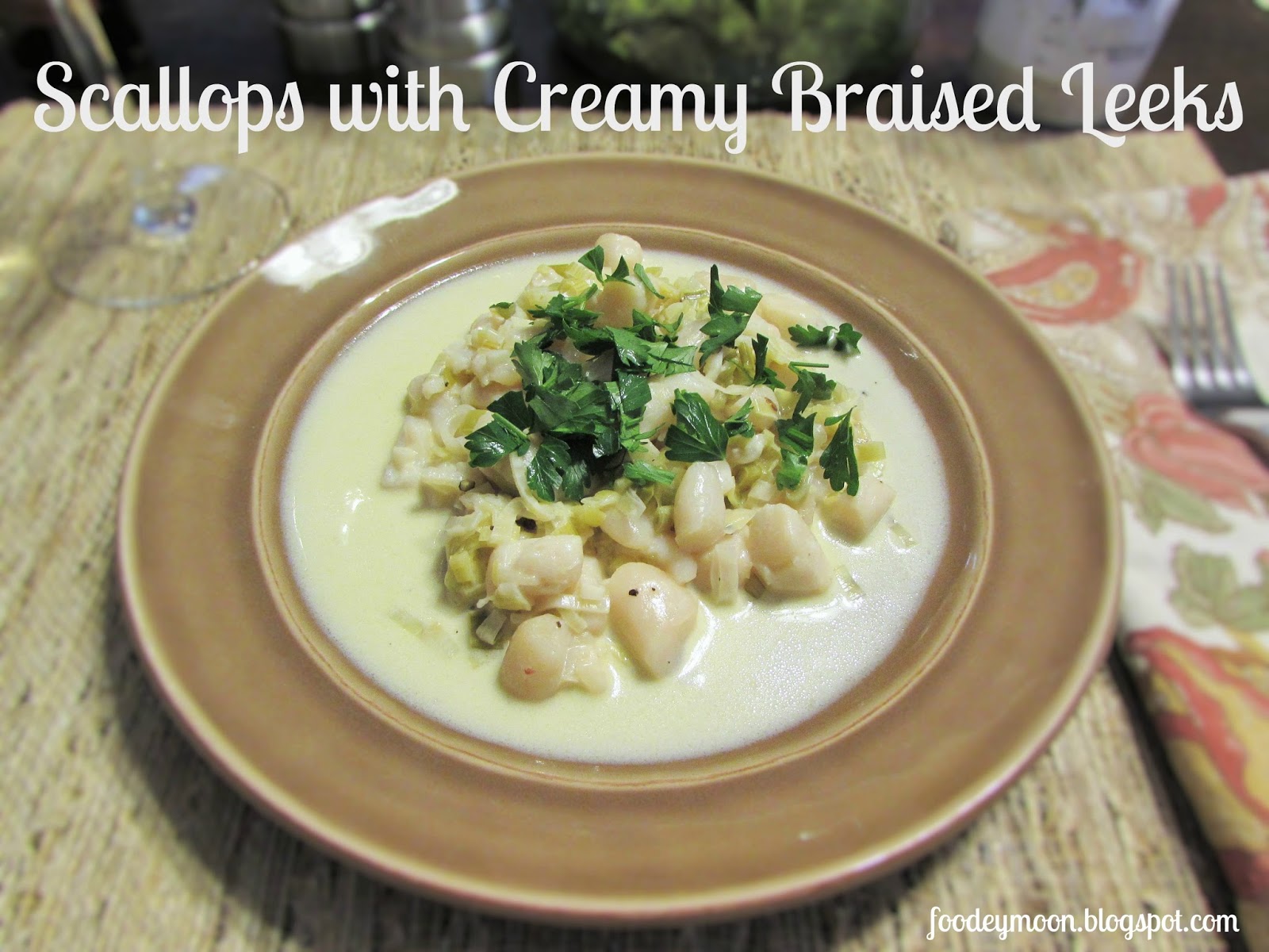 foodeymoon Scallops with Creamy Braised Leeks