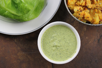 Coconut chutney Coconut chutney made with cilantro, coconut, green chills and ginger