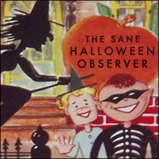 Vintage Halloween collectibles blog - The Sane Halloween Observer Witch and Trick or Treat graphics features on this candy box illustration from Breakers Confection Inc.