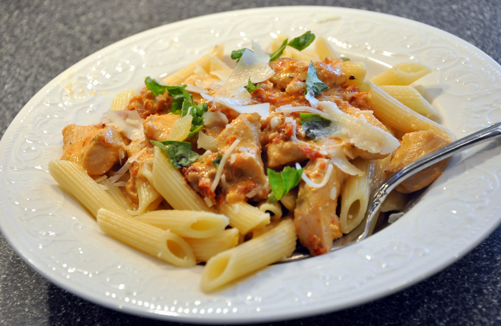 The Dishy Decorator Penne Pasta with Chicken in SunDried Tomato Cream