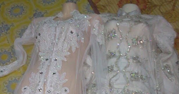 gamis putih pengantin tali pinggang emas